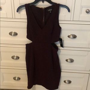 Dark purple body-con cut-out dress
